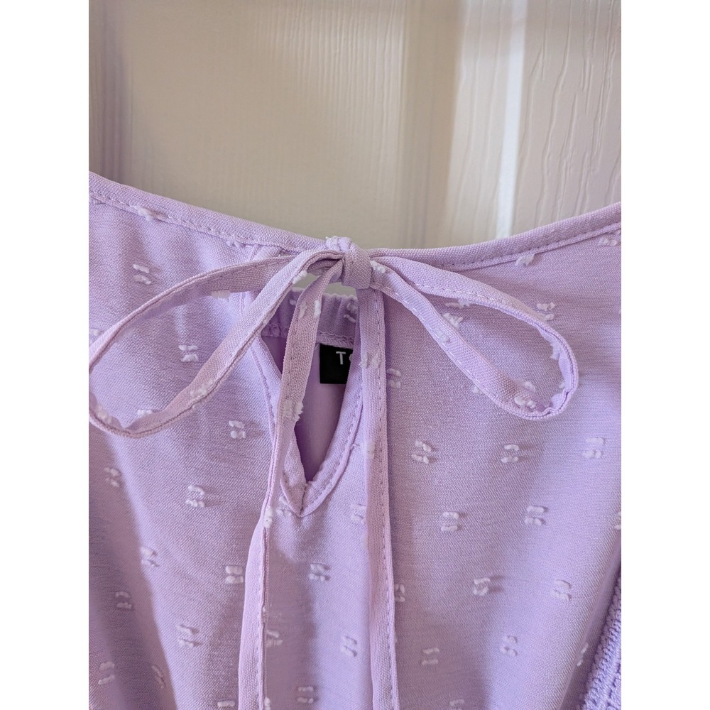 Torrid Lavender Clip Dot Midi Dress Square Neck Smocked Waist 2 Pockets Size 0 - Picture 7 of 9